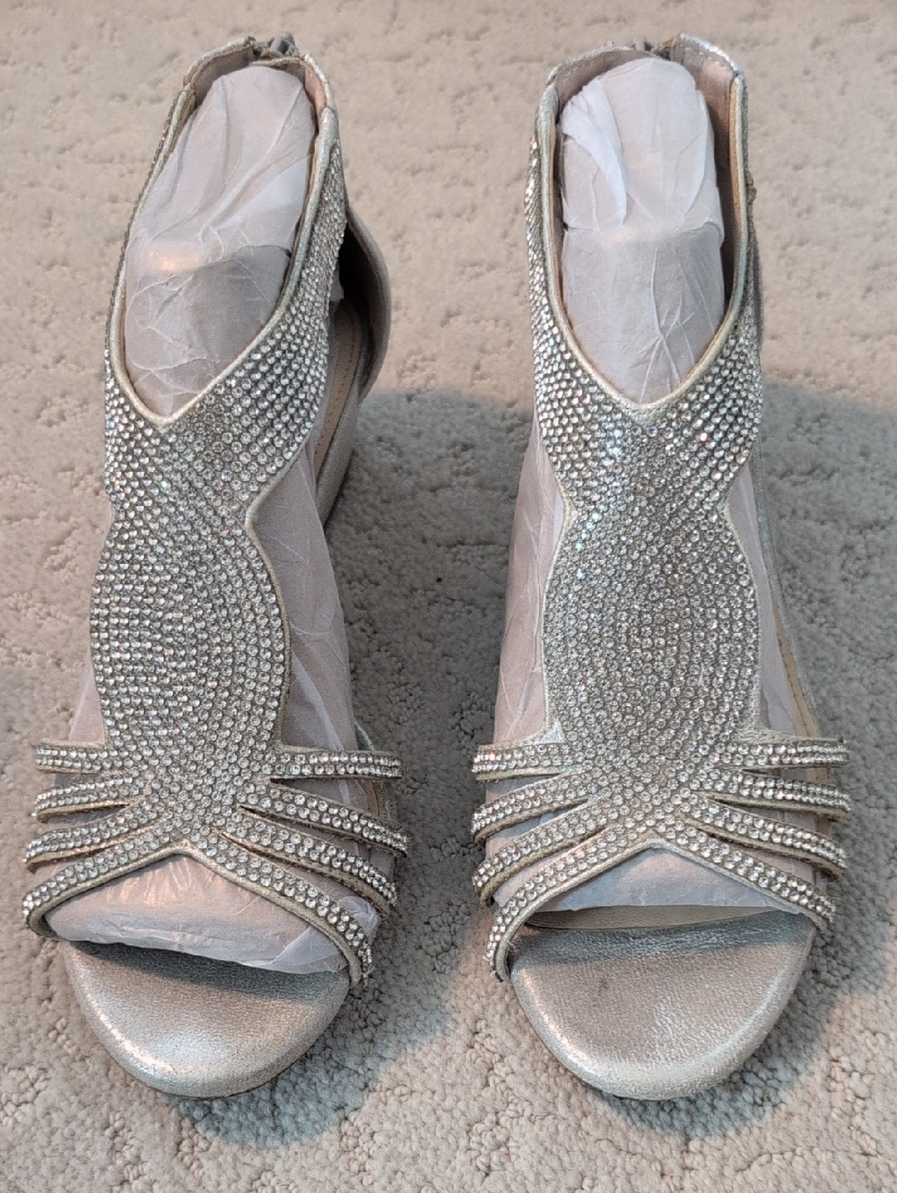 Alex Marie Silver Crystal Embellished Heels